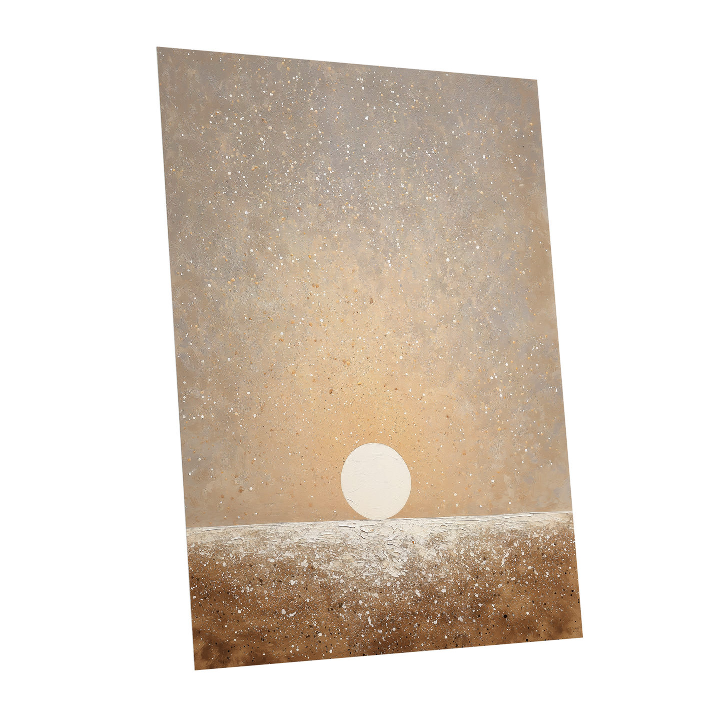 Stillpoint Horizon, beige, white, brown minimalist wall art shown as a unframed poster wall art print