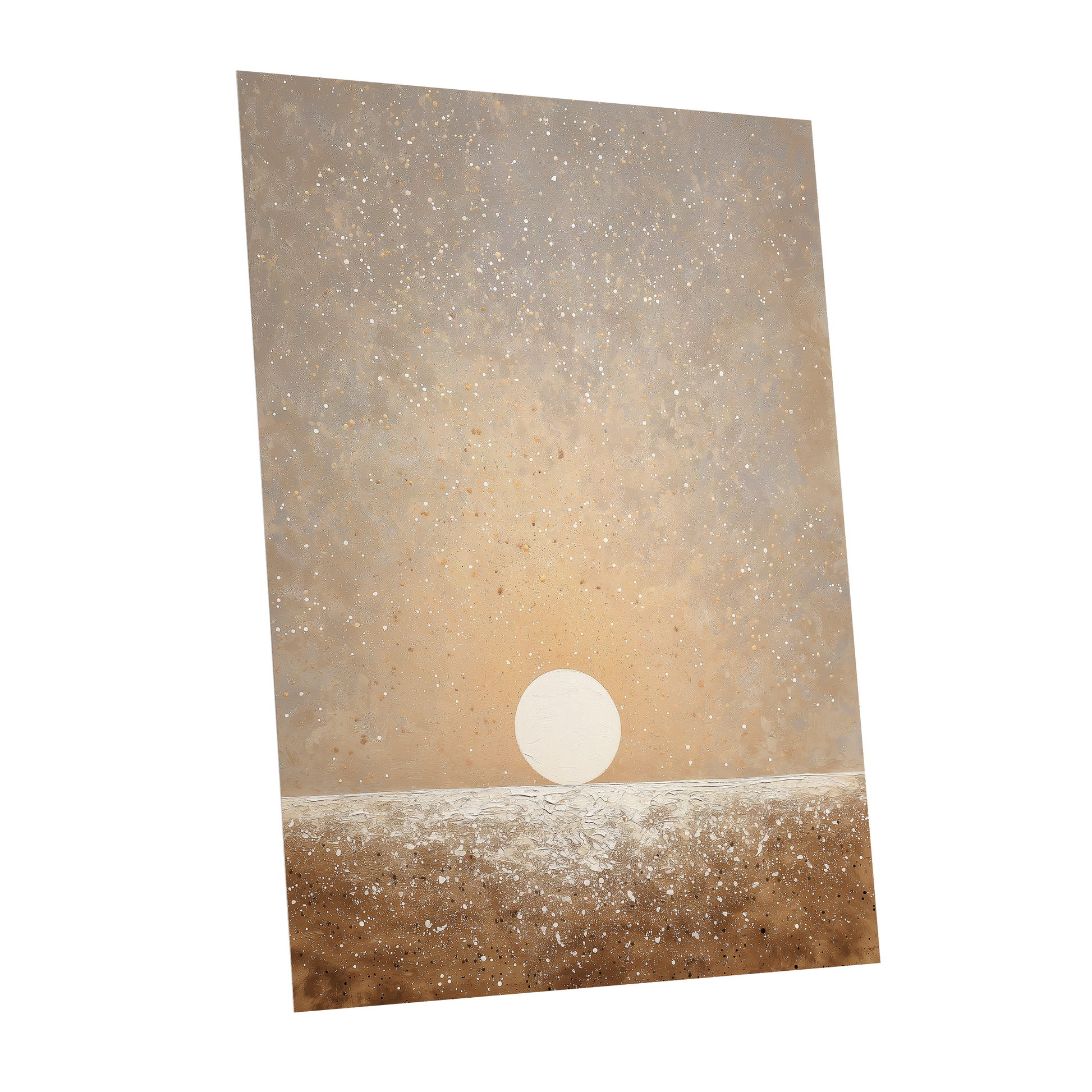 Stillpoint Horizon, beige, white, brown minimalist wall art shown as a unframed poster wall art print