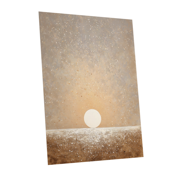 Stillpoint Horizon, beige, white, brown minimalist wall art shown as a unframed poster wall art print