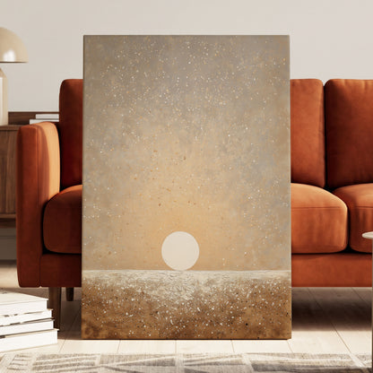 Stillpoint Horizon, beige, white, brown minimalist wall art displayed in a styled interior, gallery view 7
