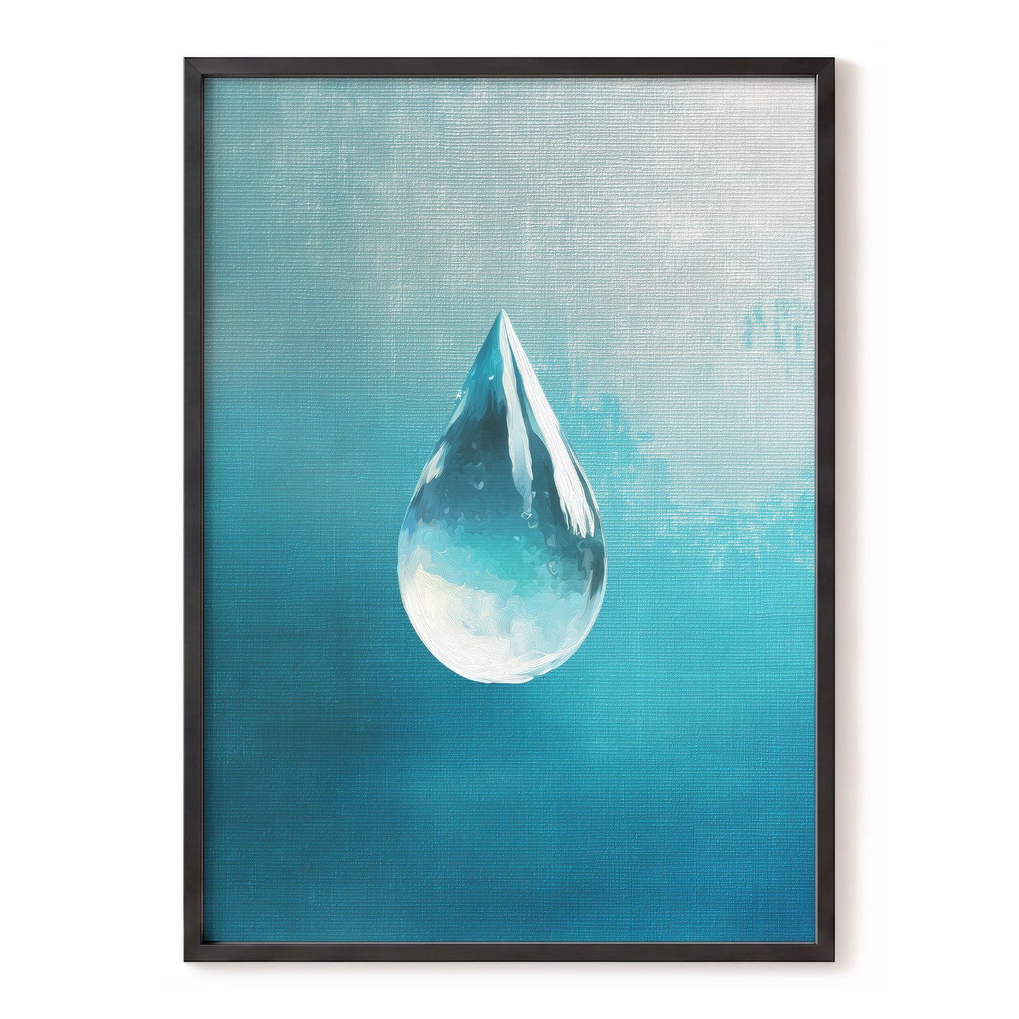 Stillwater Drop – blue, white, gray nature wall art, front view