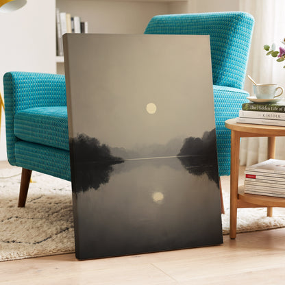 Stillwater Glow, gray, beige, black nature wall art displayed in a styled interior, gallery view 7