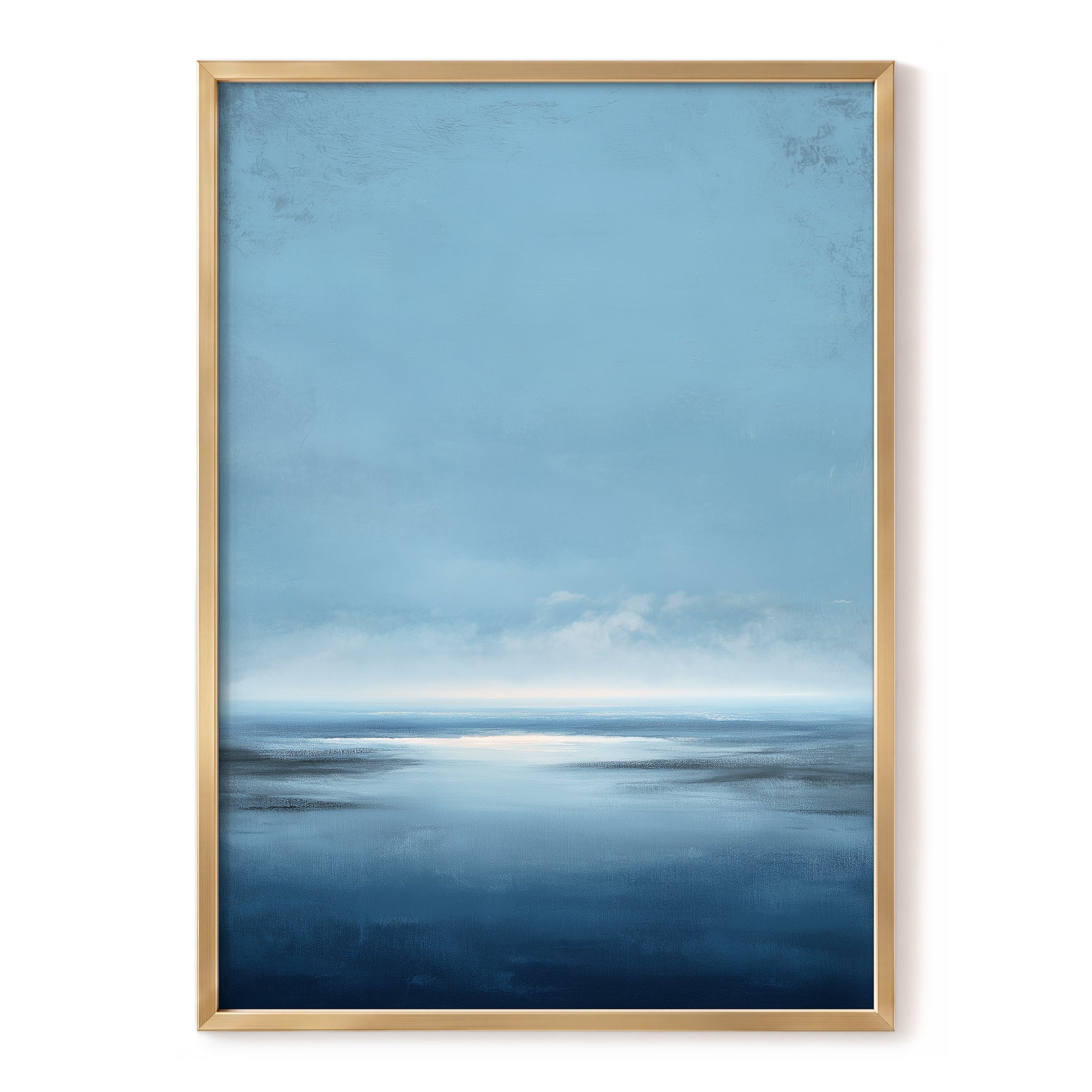 Stillwater Horizon, blue, white, gray nature wall art, front artwork view