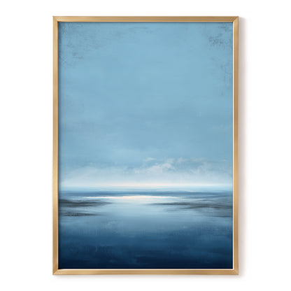 Stillwater Horizon, blue, white, gray nature wall art, front artwork view