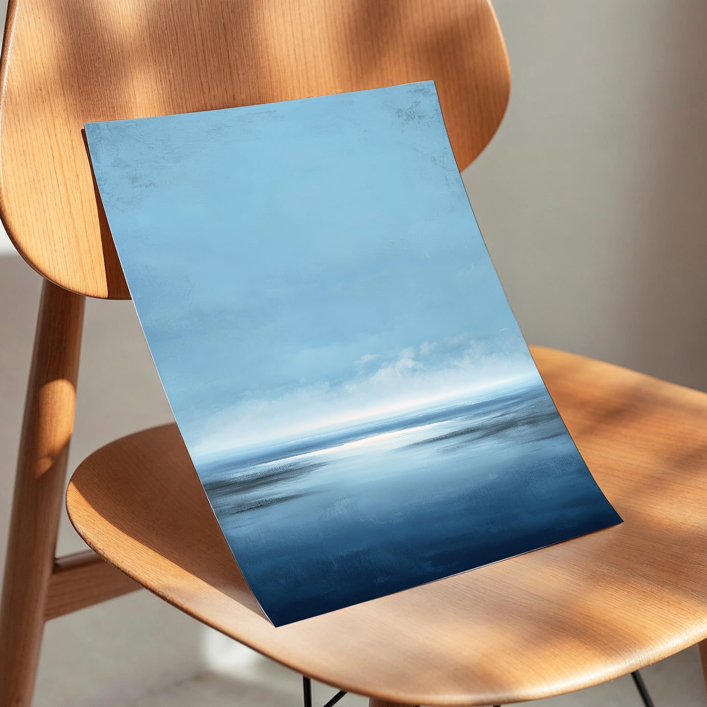 Stillwater Horizon, blue, white, gray nature wall art displayed in a styled interior, gallery view 5
