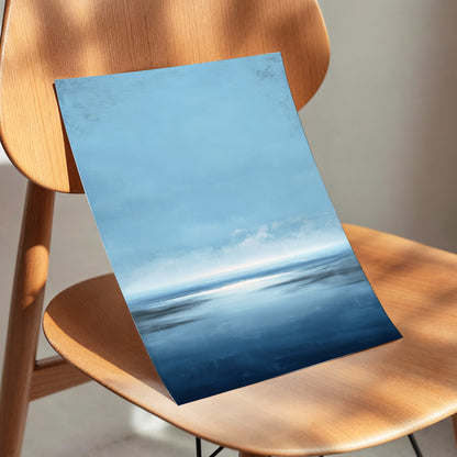 Stillwater Horizon, blue, white, gray nature wall art displayed in a styled interior, gallery view 5