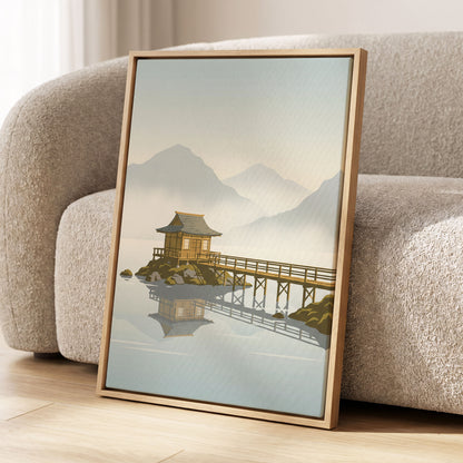 Stillwater Pavilion, blue, gray, beige nature wall art displayed in a styled interior, gallery view 8