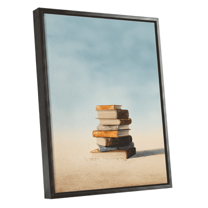 Stories in Stillness – black framed canvas option