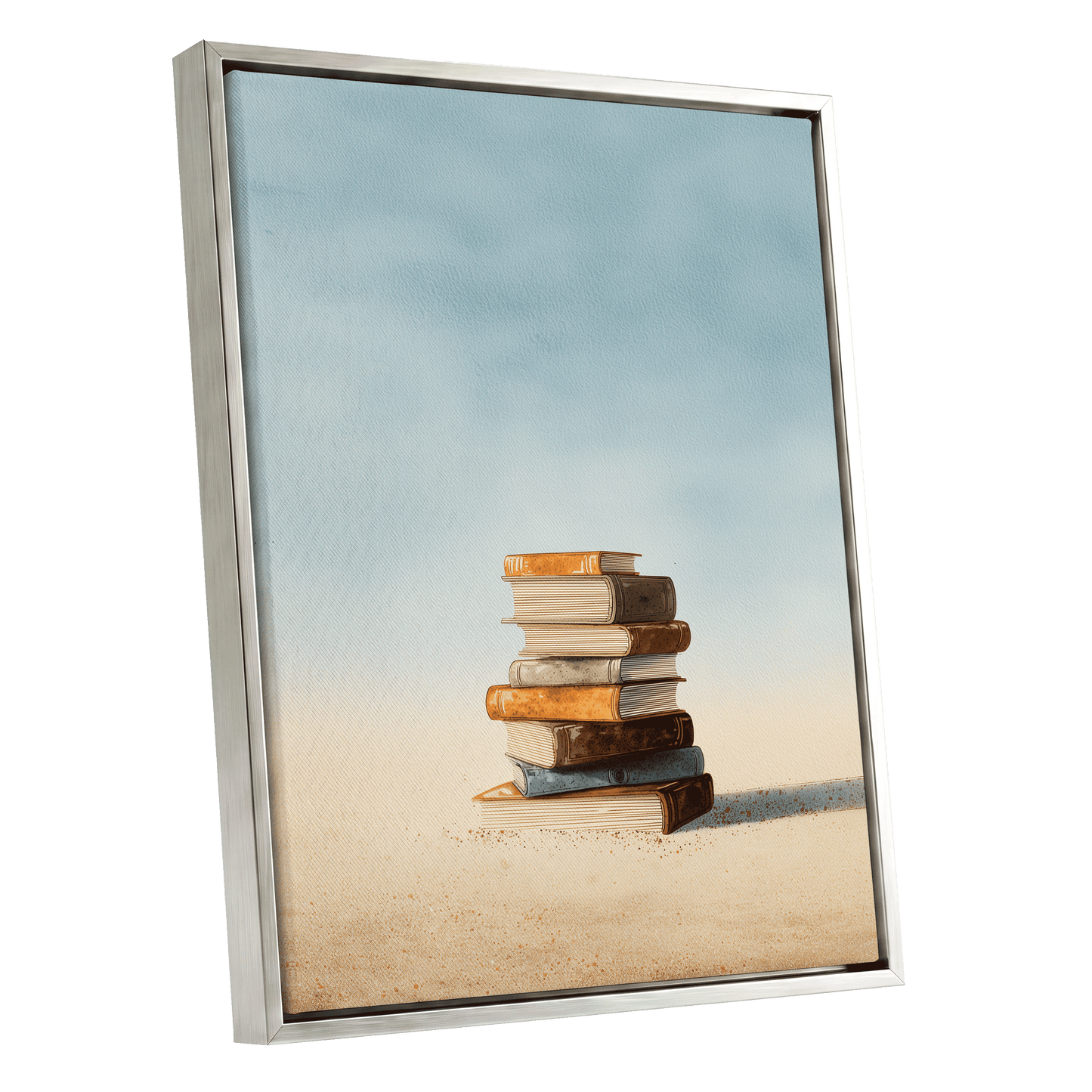 Stories in Stillness – silver framed canvas option