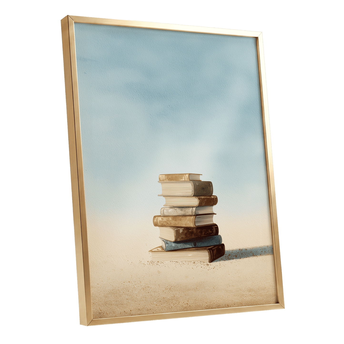 Stories in Stillness – gold framed poster option