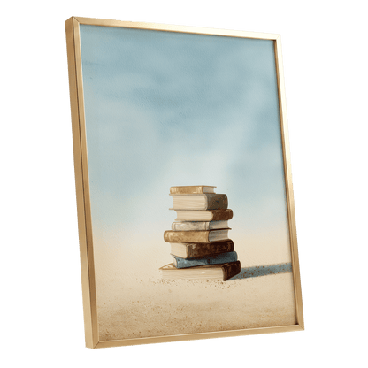 Stories in Stillness – gold framed poster option