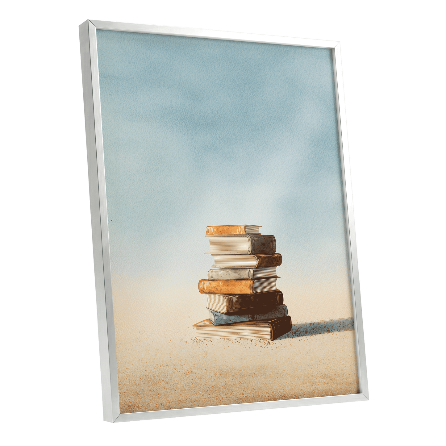 Stories in Stillness – silver framed poster option