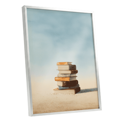 Stories in Stillness – silver framed poster option