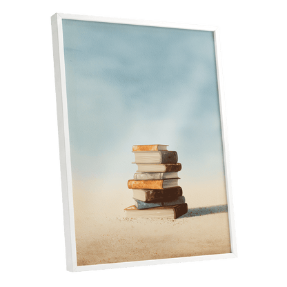 Stories in Stillness – white framed poster option
