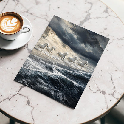 Stormbound Gallop, blue, gray, white nature wall art displayed in a styled interior, gallery view 4