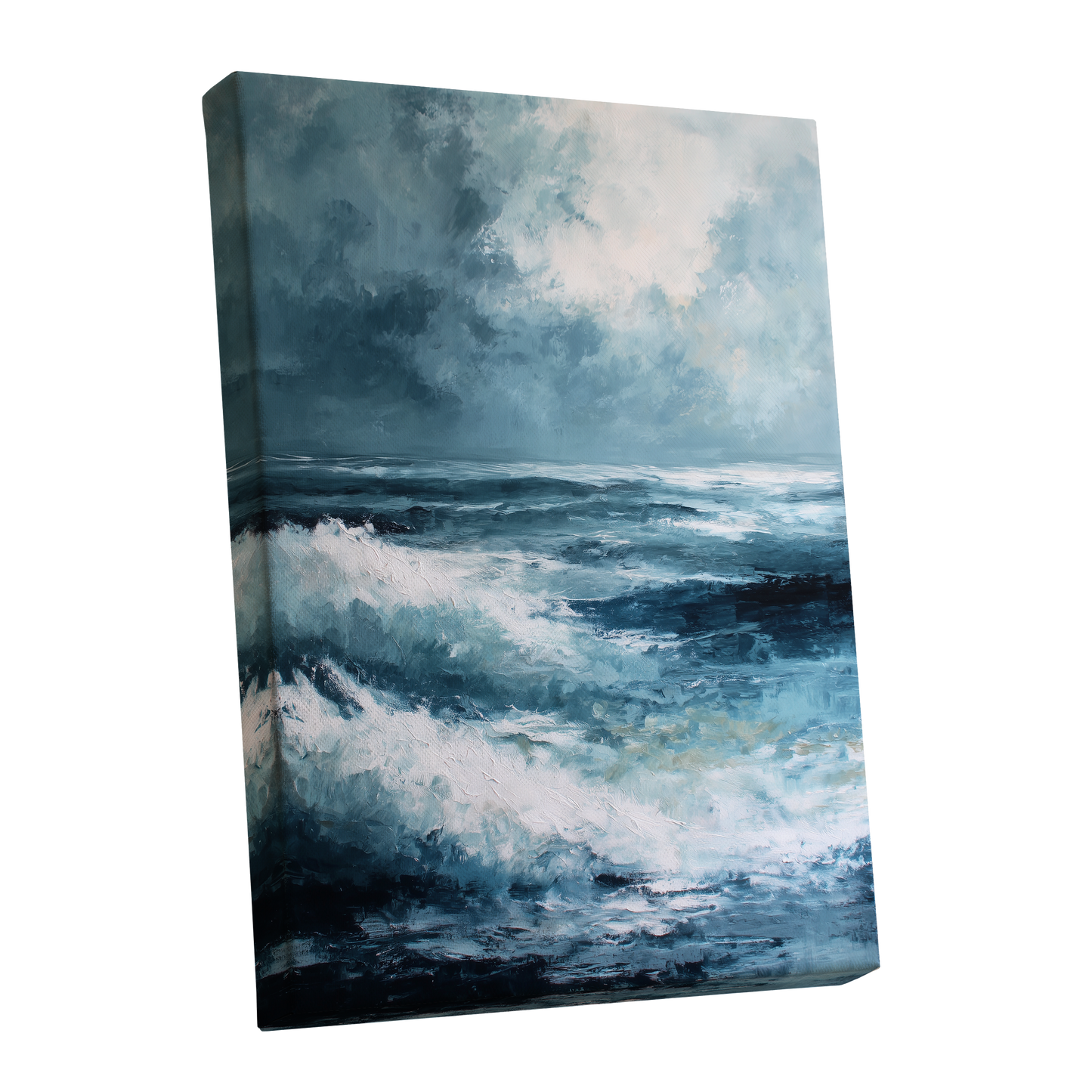 Stormlight Breakers, blue, white, gray nature wall art shown as a stretched canvas wall art