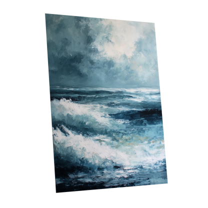Stormlight Breakers, blue, white, gray nature wall art shown as a unframed poster wall art print