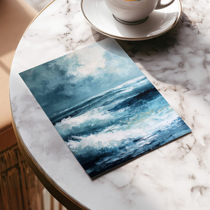 Stormlight Breakers, blue, white, gray nature wall art displayed in a styled interior, gallery view 5