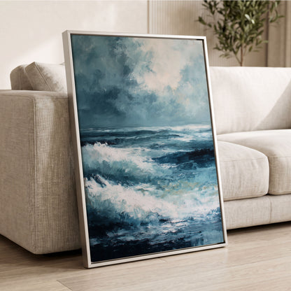 Stormlight Breakers, blue, white, gray nature wall art displayed in a styled interior, gallery view 8