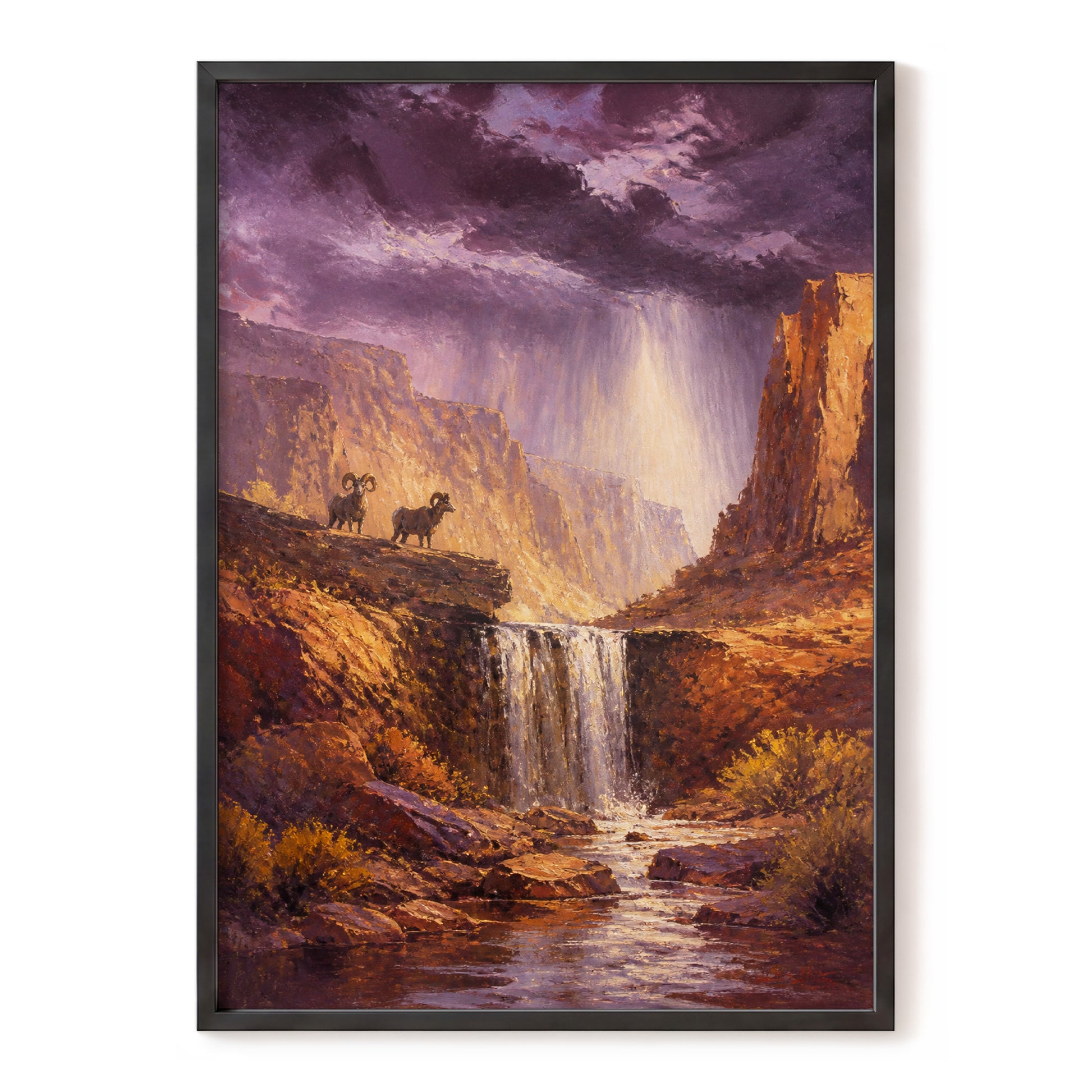 Stormlight Canyon, purple, brown, orange nature wall art, front artwork view