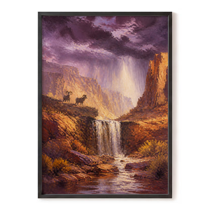 Stormlight Canyon, purple, brown, orange nature wall art, front artwork view
