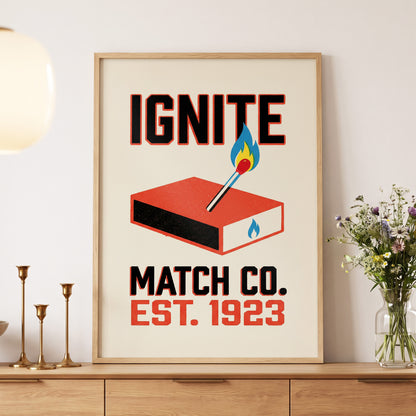 Strike Up the Flame, black, beige, red minimalist wall art displayed in a styled interior, gallery view 5