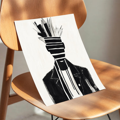 Striped Vanguard, black, beige, gray abstract wall art displayed in a styled interior, gallery view 5