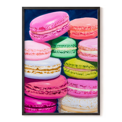 Sugarbright Macarons, pink, blue, green abstract wall art, front artwork view