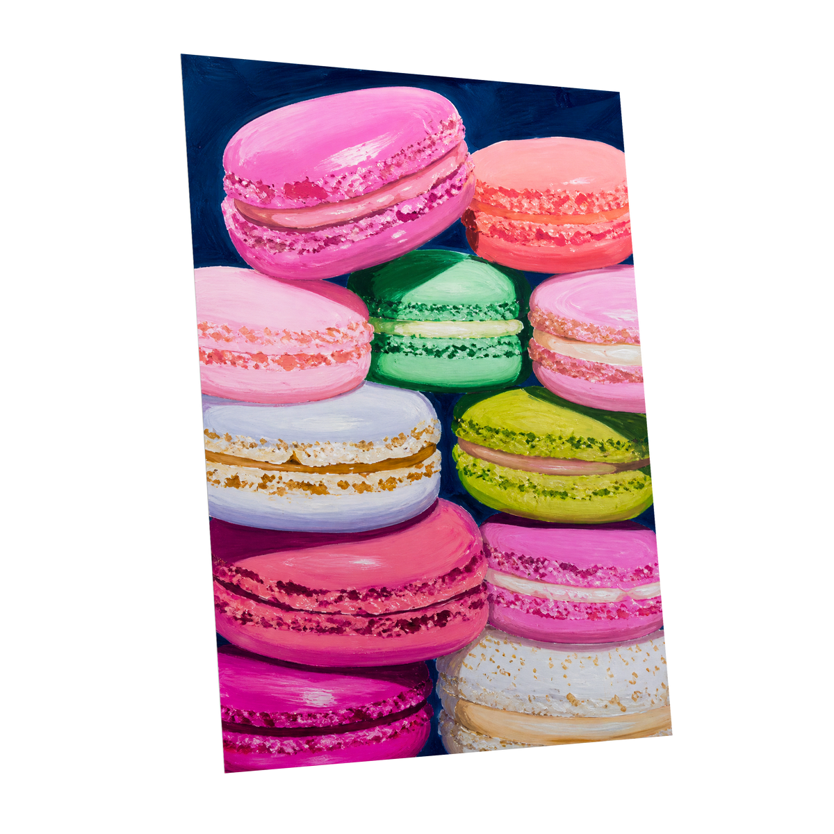 Sugarbright Macarons, pink, blue, green abstract wall art shown as a unframed poster wall art print