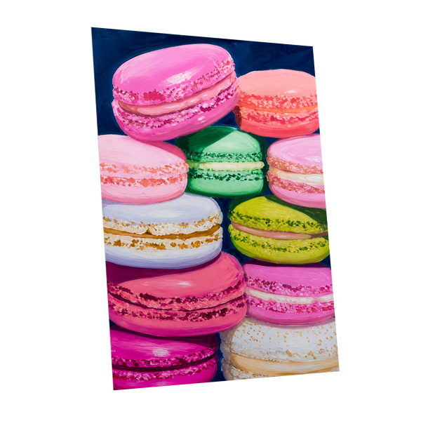 Sugarbright Macarons, pink, blue, green abstract wall art shown as a unframed poster wall art print