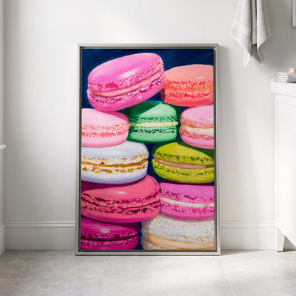 Sugarbright Macarons, pink, blue, green abstract wall art displayed in a styled interior, gallery view 8