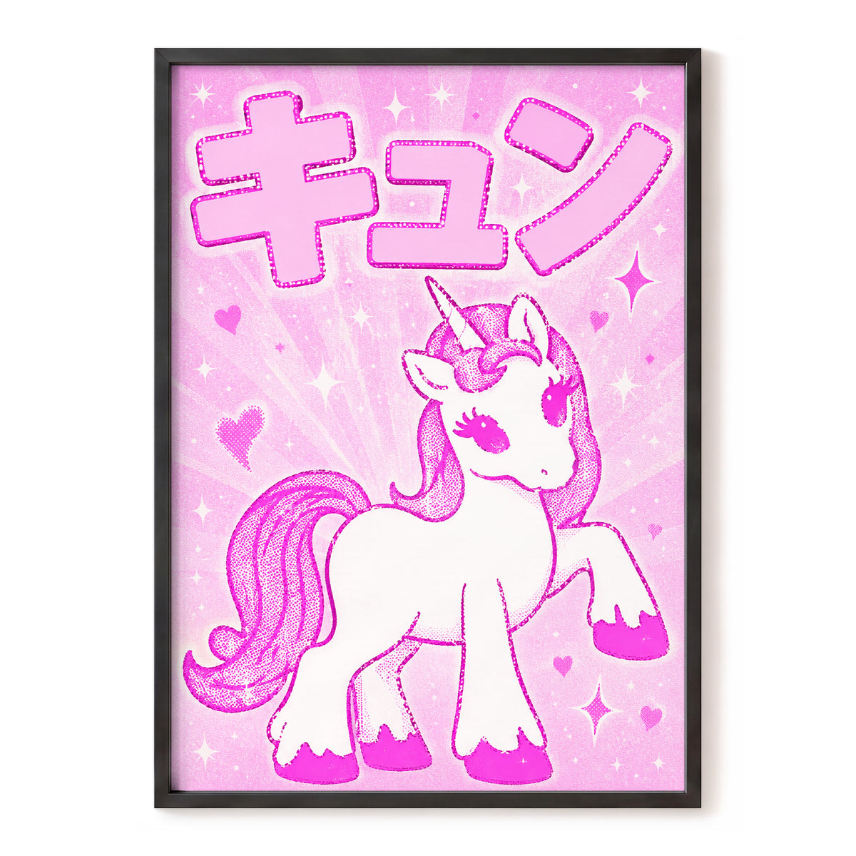 Sugarpink Unicorn, pink, white, purple abstract wall art, front artwork view