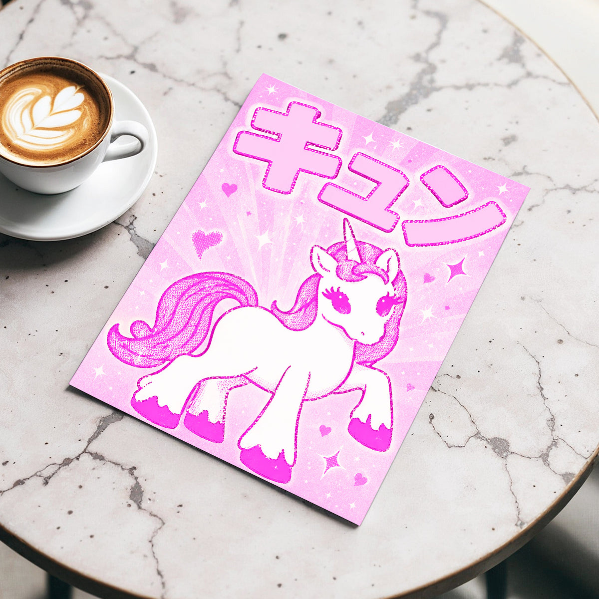 Sugarpink Unicorn, pink, white, purple abstract wall art displayed in a styled interior, gallery view 5