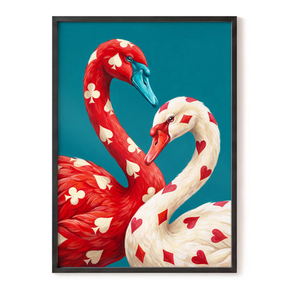 Suit and Plumage, red, white, blue nature wall art, front artwork view