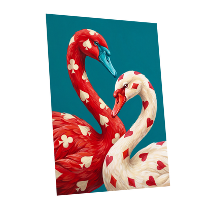 Suit and Plumage, red, white, blue nature wall art shown as a unframed poster wall art print