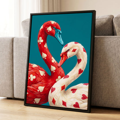 Suit and Plumage, red, white, blue nature wall art displayed in a styled interior, gallery view 4