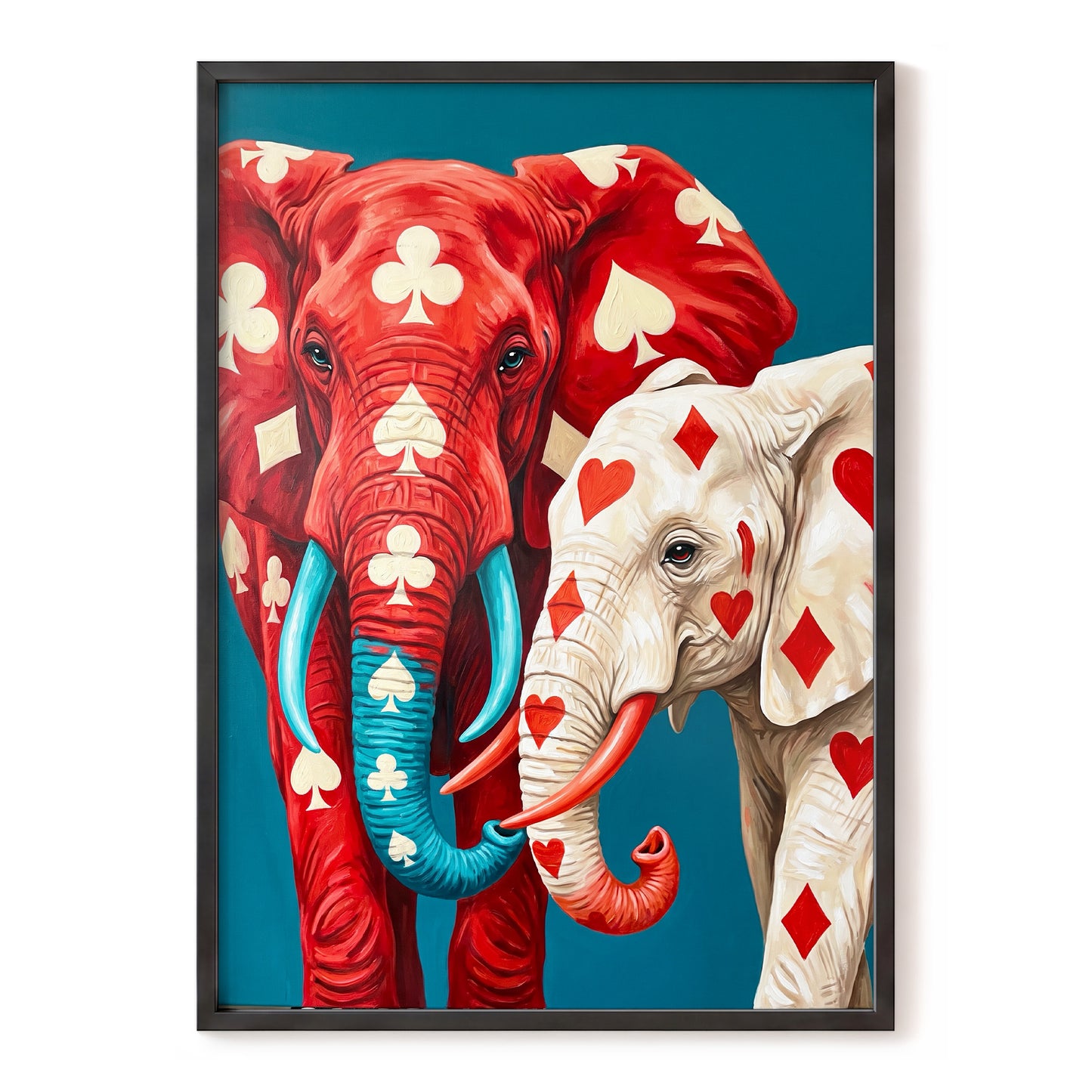 Suitably Wild, red, blue, white nature wall art, front artwork view