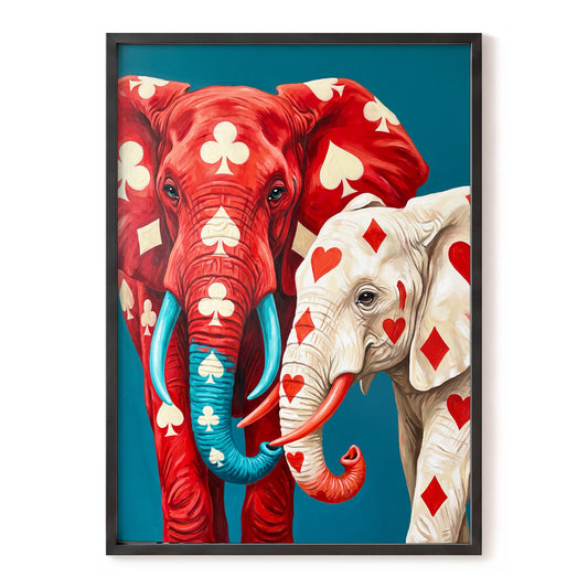 Suitably Wild, red, blue, white nature wall art, front artwork view