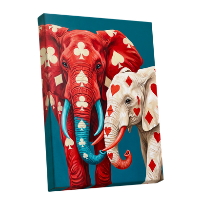 Suitably Wild, red, blue, white nature wall art shown as a stretched canvas wall art