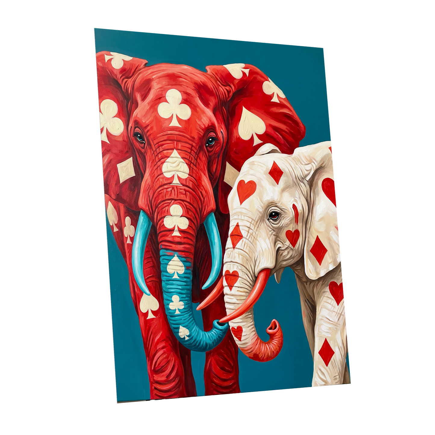Suitably Wild, red, blue, white nature wall art shown as a unframed poster wall art print