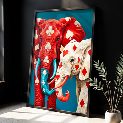 Suitably Wild, red, blue, white nature wall art displayed in a styled interior, gallery view 2