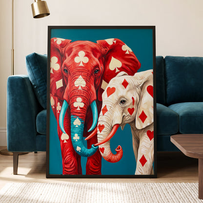 Suitably Wild, red, blue, white nature wall art displayed in a styled interior, gallery view 6