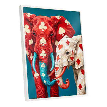 Suitably Wild, red, blue, white nature wall art shown as a white framed poster wall art print