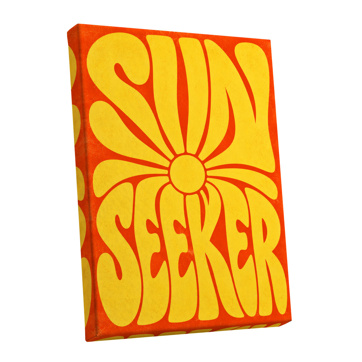 Sun Seeker Glow, yellow, orange abstract wall art shown as a stretched canvas wall art