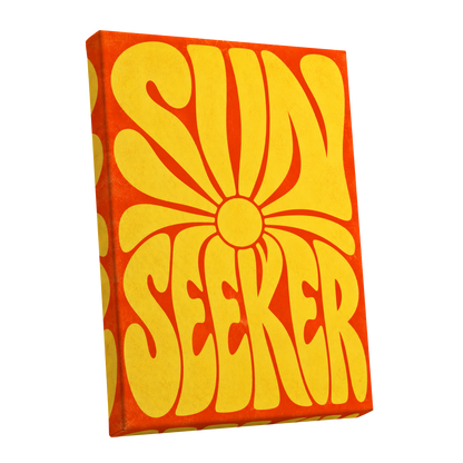 Sun Seeker Glow, yellow, orange abstract wall art shown as a stretched canvas wall art