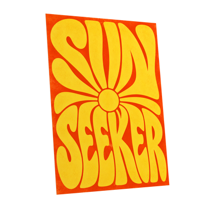 Sun Seeker Glow, yellow, orange abstract wall art shown as a unframed poster wall art print