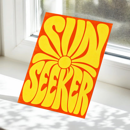 Sun Seeker Glow, yellow, orange abstract wall art displayed in a styled interior, gallery view 4