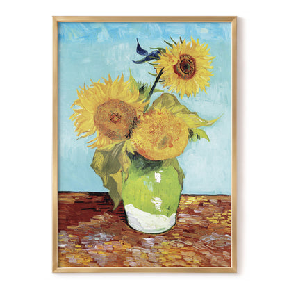 Sunflower Tablelight, yellow, blue, green floral wall art, front artwork view