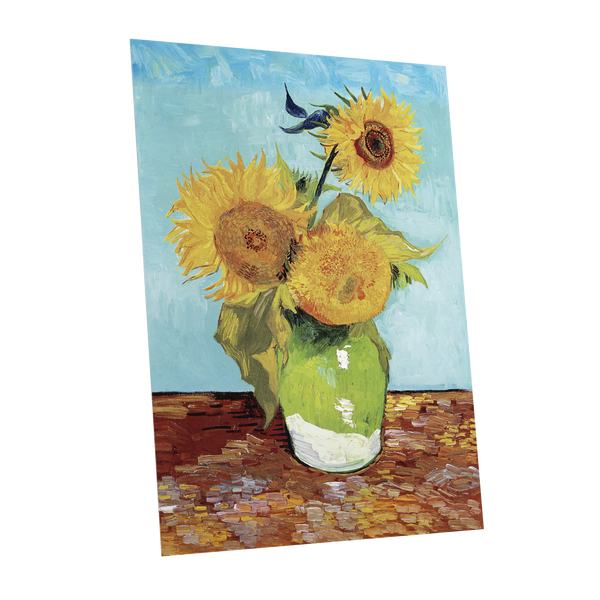 Sunflower Tablelight, yellow, blue, green floral wall art shown as a unframed poster wall art print