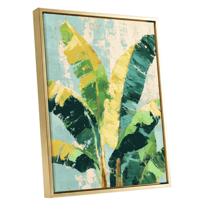 Sunlit Banana Canopy – gold framed canvas option